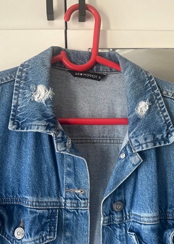 Düğmeli Mavi Uzun Kadın Kot Ceket - Görsel 4