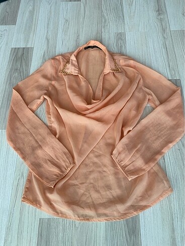 Zara Transparan degaje yaka gömlek bluz Gardrops