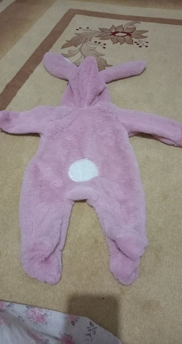 Pembe Peluş Bebek Kız Tulum - Görsel 3