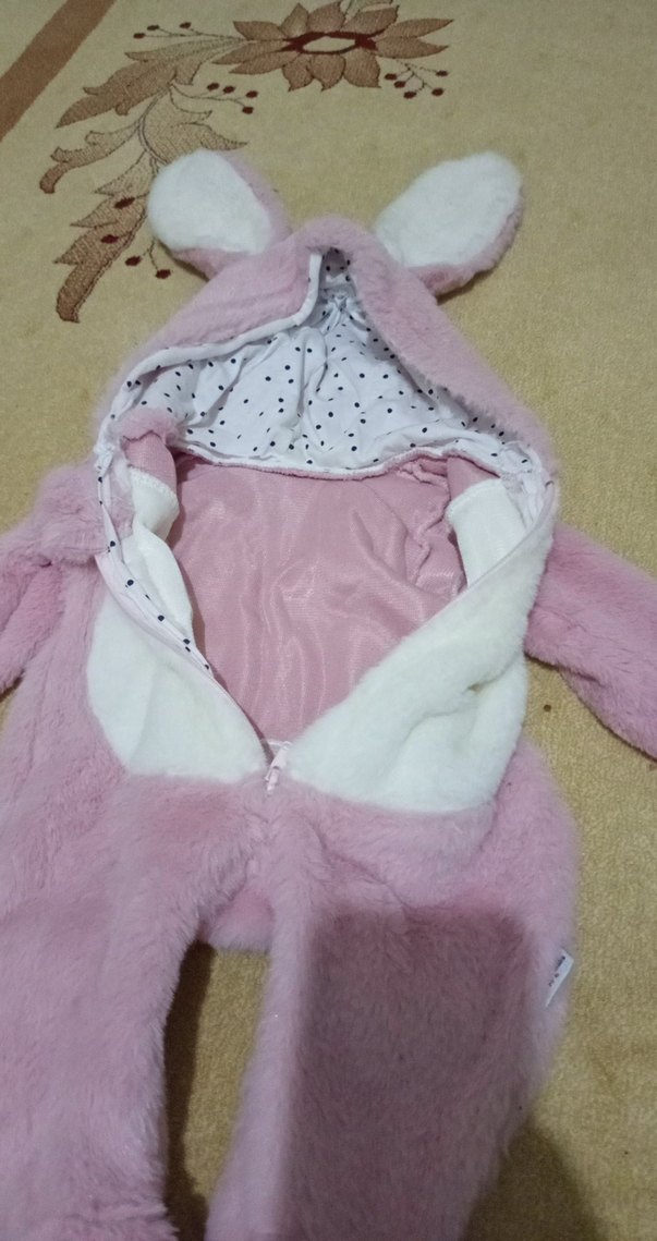 Pembe Peluş Bebek Kız Tulum - Görsel 2