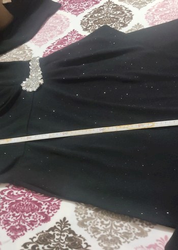 Drapeli Siyah Uzun Kollu Uzun Abiye Elbise - Görsel 4