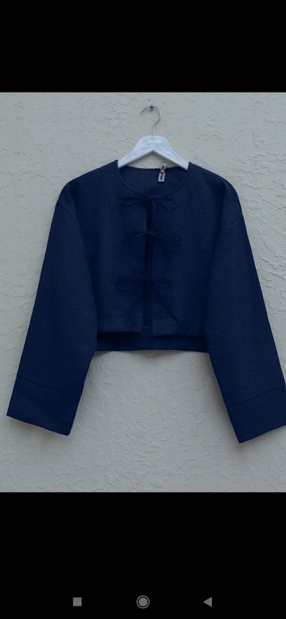 Lacivert Keten Kadın Uzun Takım - Görsel 2