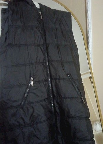 Fermuarlı Siyah Uzun Kadın Yelek - Görsel 2