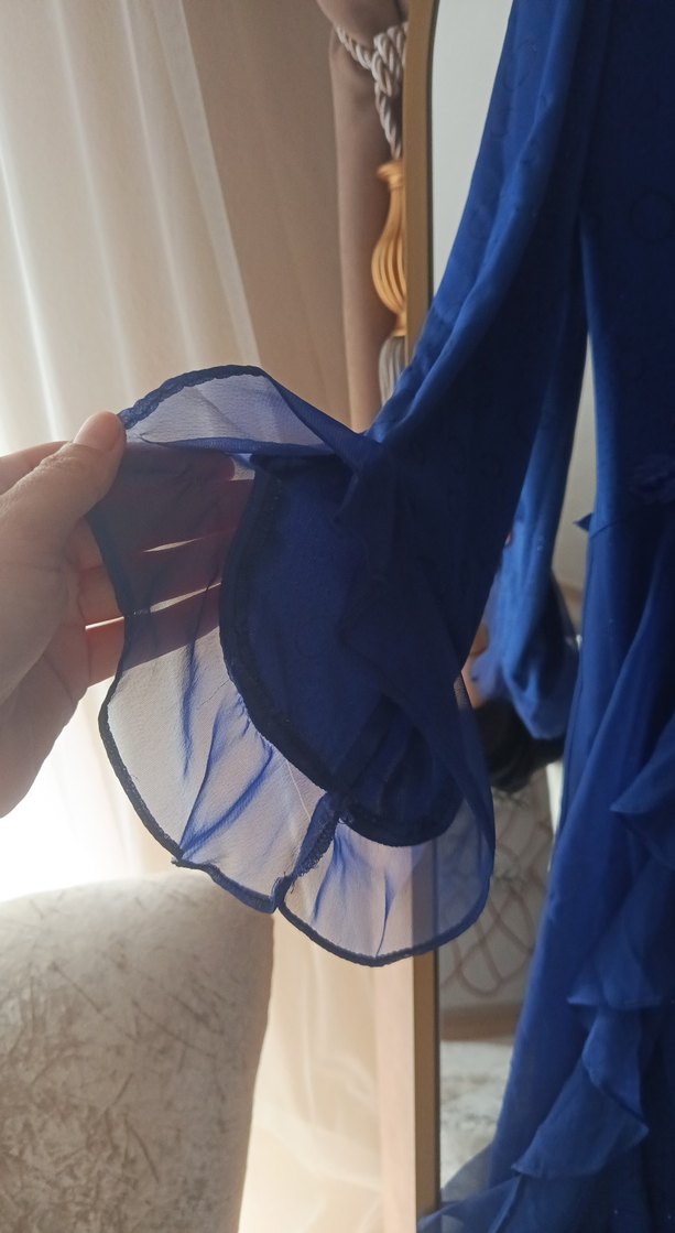 Nakışlı Lacivert Uzun Kollu Bohem Kadın Elbise - Görsel 3