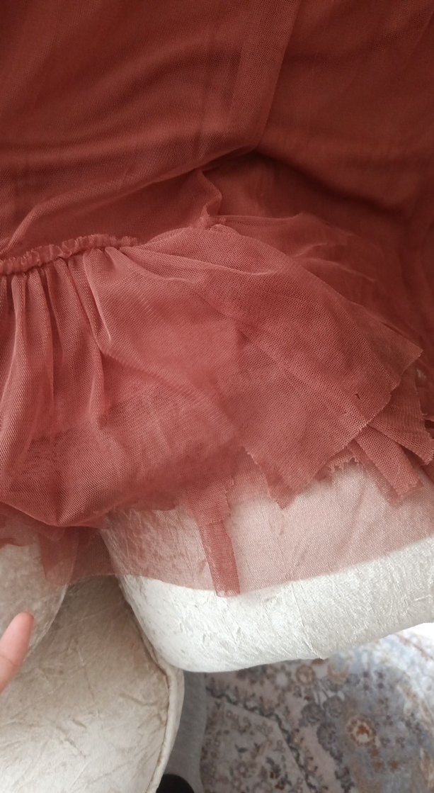 Uzun Kahverengi Volanlı Bohem Elbise - Görsel 4