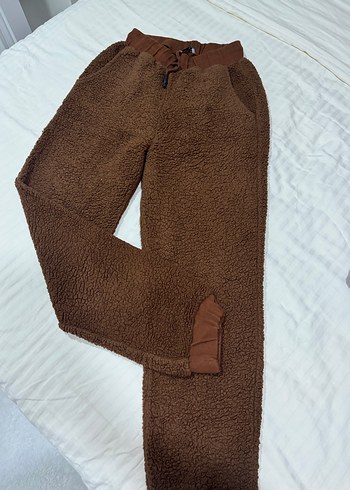 Kahverengi Kadın Peluş Eşofman Altı