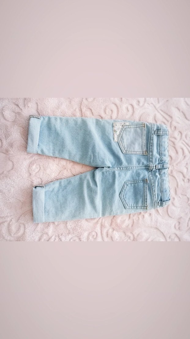 Nakışlı Mavi Kız Denim yumuşak kot pantolon - Görsel 2