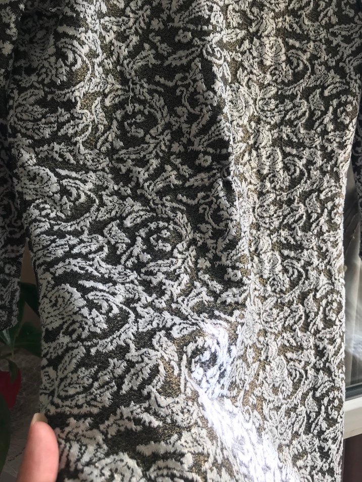 Dantel Detaylı Gri Midi Desenli Elbise - Görsel 4