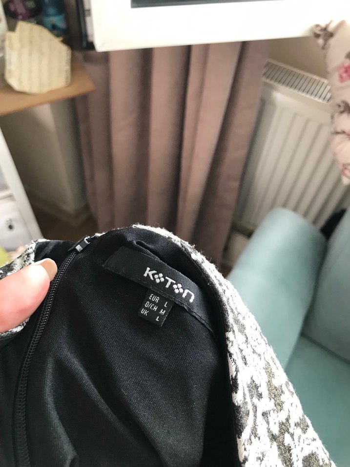 Dantel Detaylı Gri Midi Desenli Elbise - Görsel 5