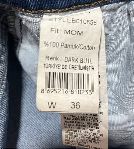 36 Beden Rodi jeans mom kot pantolon