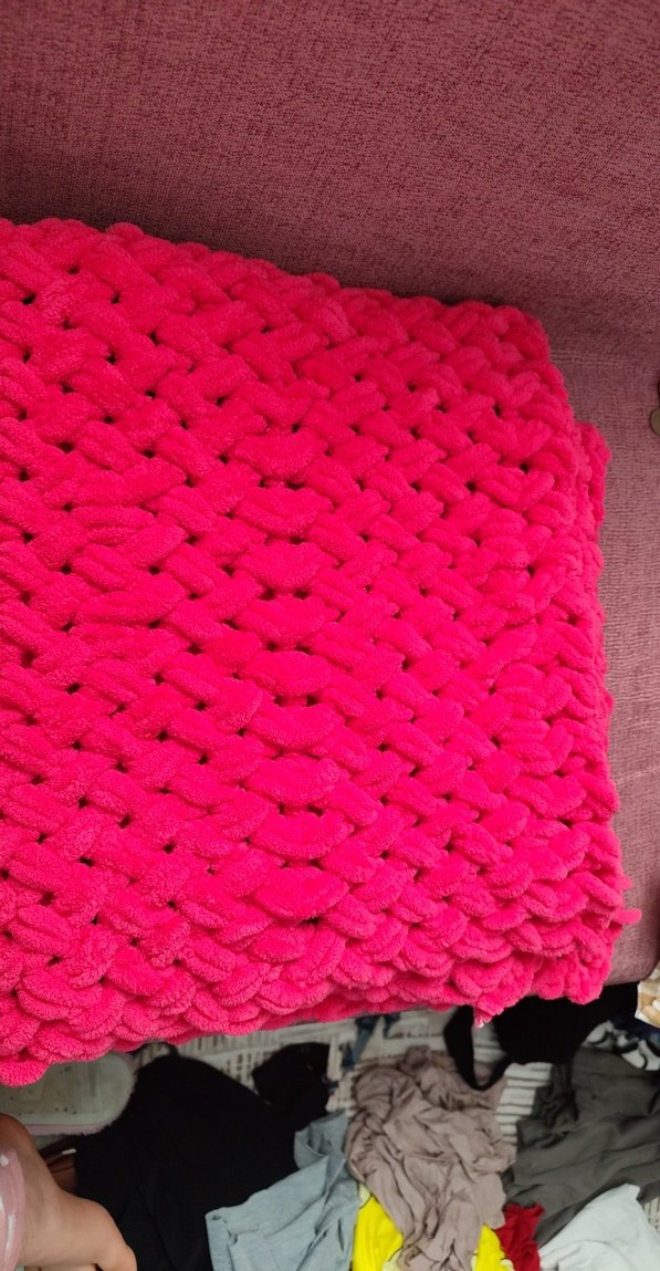 Renkli Pembe Örgü Çocuk Battaniyesi - Görsel 2