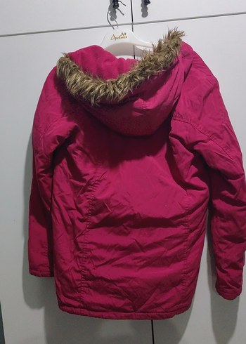 Pembe Düğmeli Midi Kiz cocuk Mont - Görsel 3