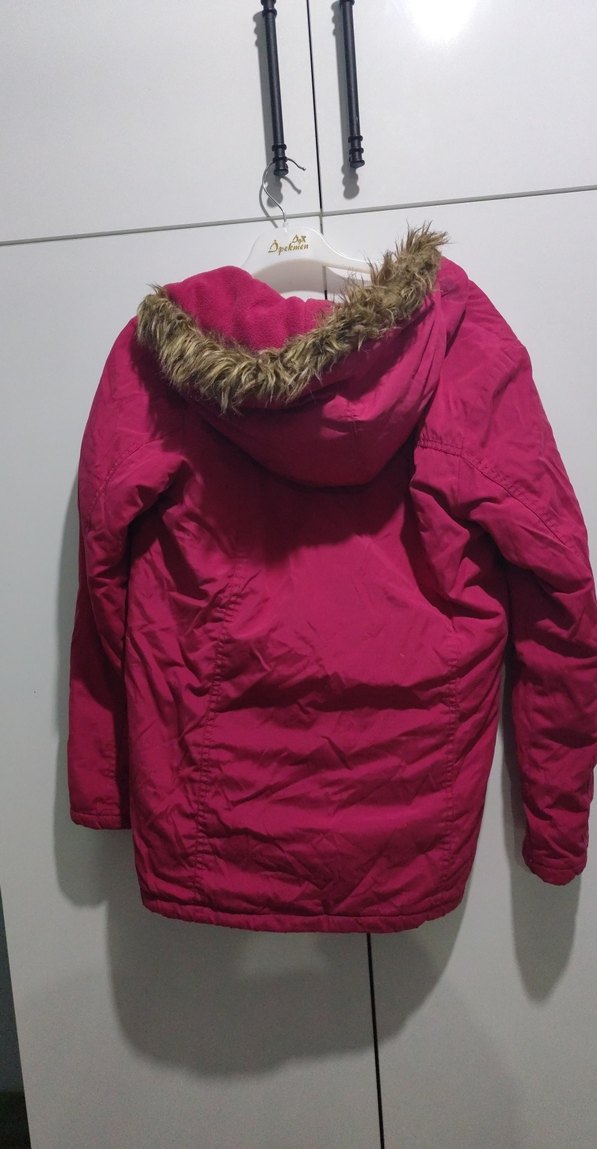 Pembe Düğmeli Midi Kiz cocuk Mont - Görsel 3