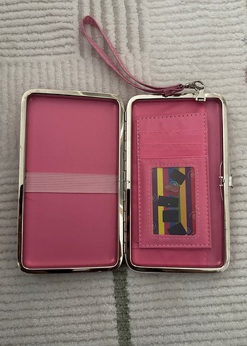 Pembe Süet Fermuarlı Kadın telefon bölmeli 
Cüzdan Çanta - Görsel 2
