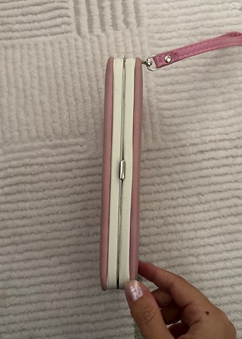 Pembe Süet Fermuarlı Kadın telefon bölmeli 
Cüzdan Çanta - Görsel 5