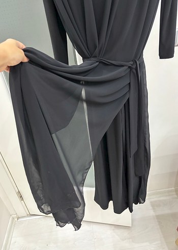 Siyah Uzun Kollu Tül altı pantolon üstü tül tulum - Görsel 8