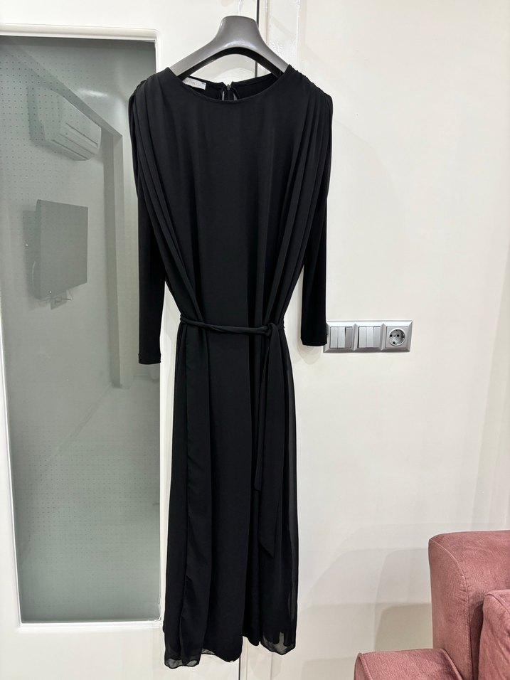 Siyah Uzun Kollu Tül altı pantolon üstü tül tulum - Görsel 5