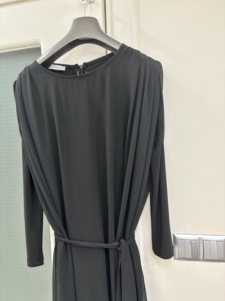 Siyah Uzun Kollu Tül altı pantolon üstü tül tulum - Görsel 3