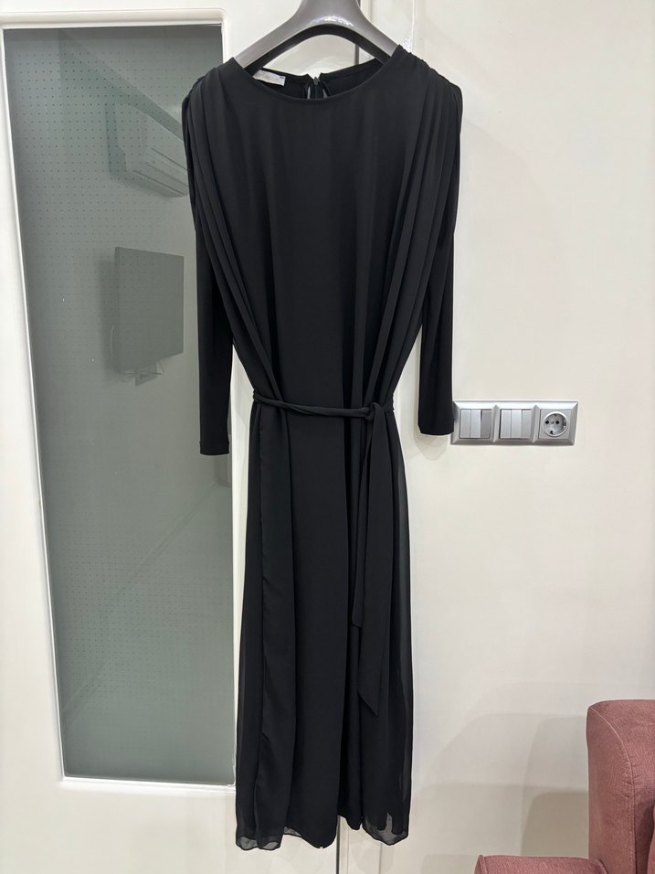 Siyah Uzun Kollu Tül altı pantolon üstü tül tulum - Görsel 2