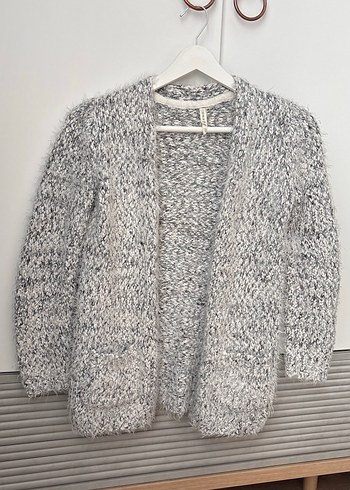 Gri Örgü Salaş Kadın Hırka - Görsel 4