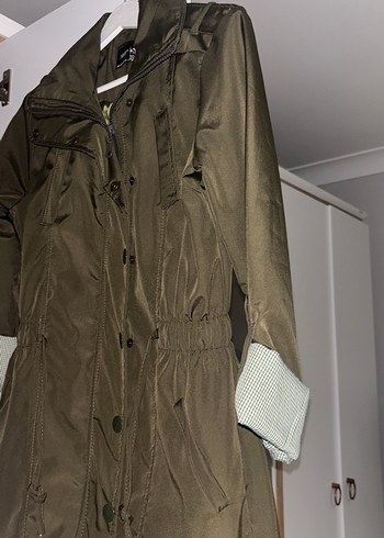 Düğmeli Kadın Haki Midi Ceket - Görsel 2