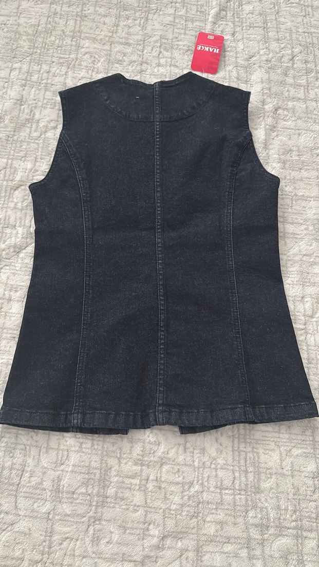 HAKKE Gold Düğmeli Dikiş Detaylı Denim Yelek - Görsel 2