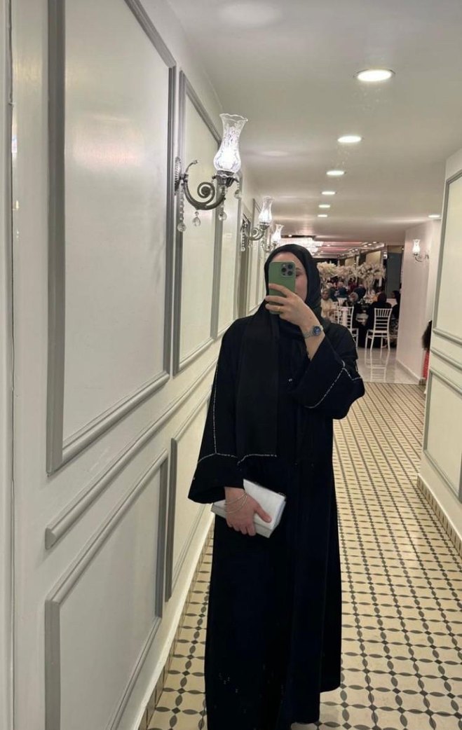 Uzun Kollu Siyah Etnik Desenli Kadın Elbisesi - Görsel 3