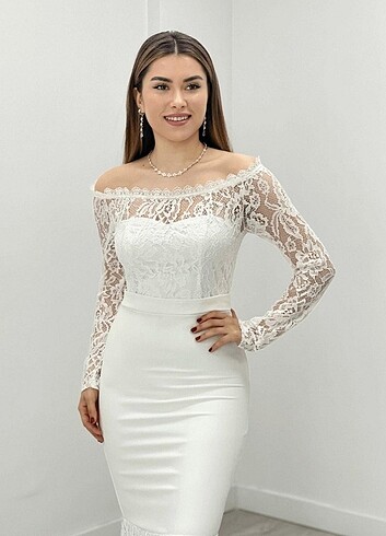 36 Beden beyaz Renk Nikah elbise
