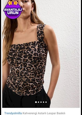 Trendyol & Milla Leopar Desenli Drapeli Bluzu