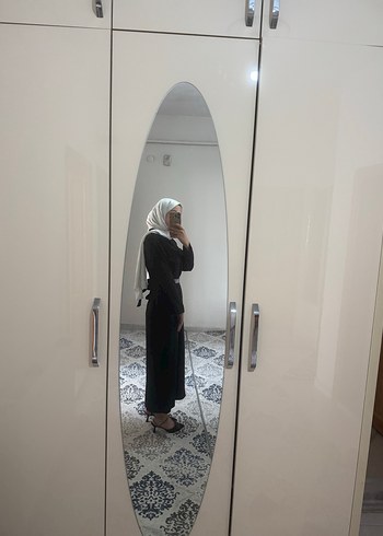 Abiye Drapeli Siyah Midi Uzun Kollu Elbise