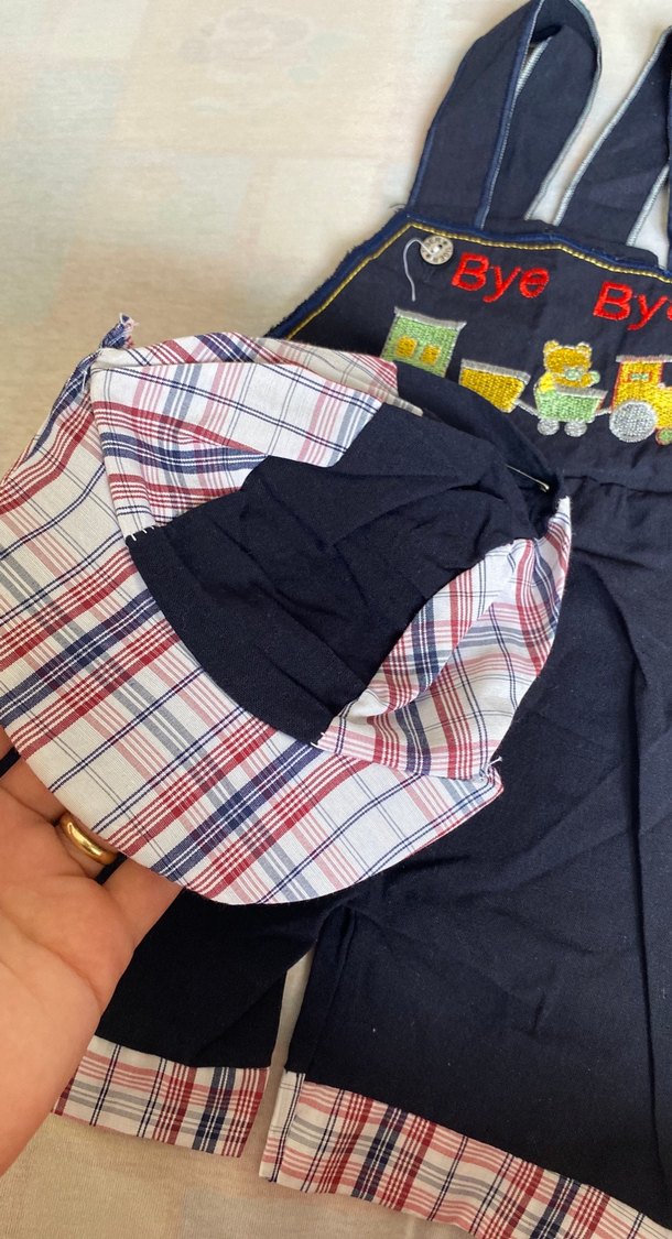 Erkek Çocuk Nakışlı Düğmeli Lacivert Tulum - Görsel 2