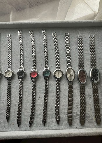 Beden Zincir Detaylı Gri Vintage Kadın Saatleri
