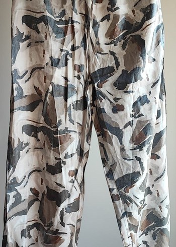 BebePlus BebePlus Kamuflaj Desenli Baggy Saten Pantolon