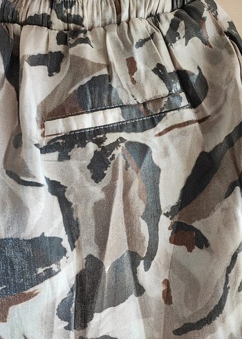 m Beden çeşitli Renk BebePlus Kamuflaj Desenli Baggy Saten Pantolon