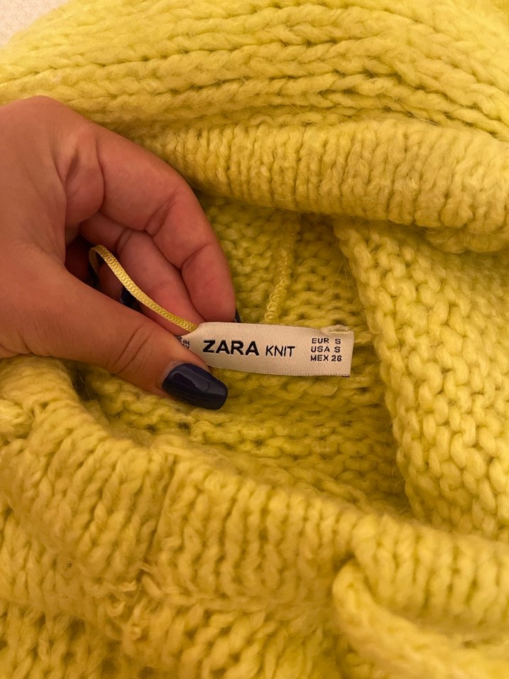 Sarı Boğazlı Yaka Örgü Kadın Kazak - Görsel 4