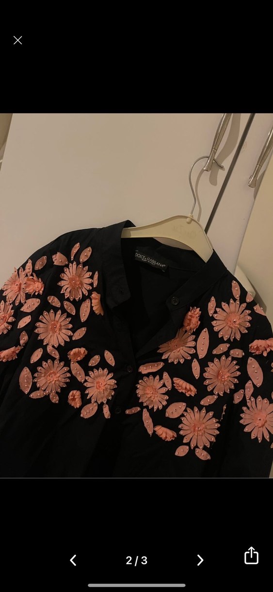 Nakışlı Siyah V Yaka Mini Gömlek - Görsel 2