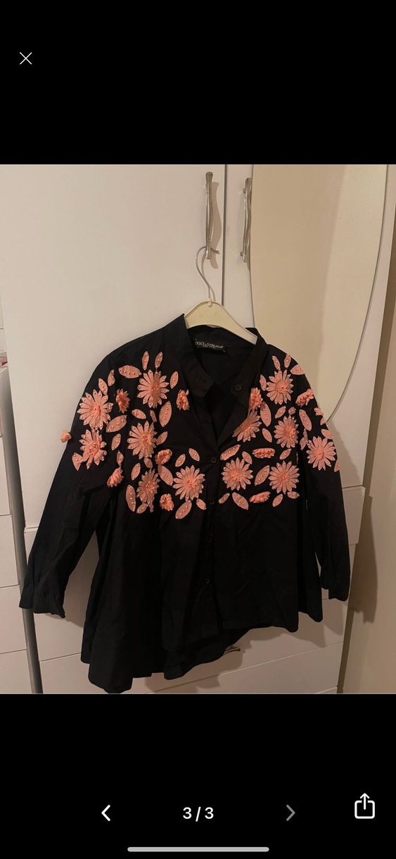 Nakışlı Siyah V Yaka Mini Gömlek - Görsel 3