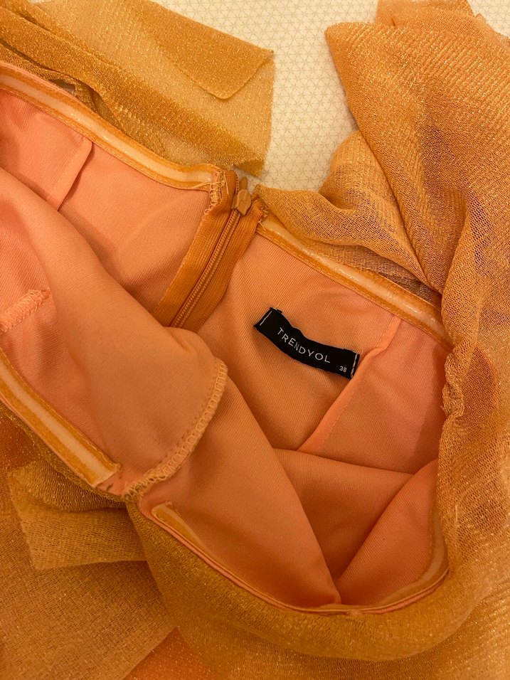 Drapeli Straplez Midi Kadın Abiye Elbise - Görsel 3