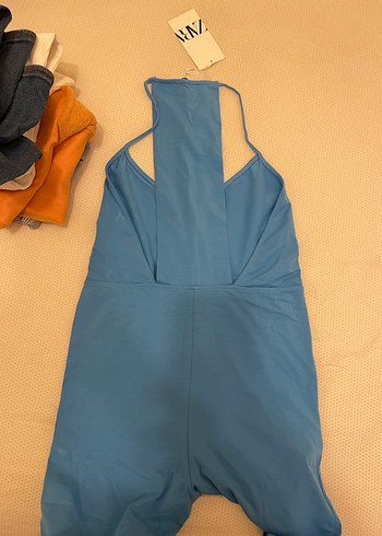 Mavi Halter Yaka Kısa Tulum - Görsel 5