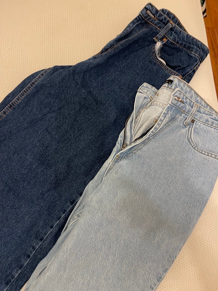 Kadın Mavi ve Gri Rahat Kesim Denim Pantolon - Görsel 4