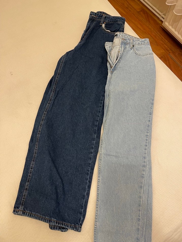 Kadın Mavi ve Gri Rahat Kesim Denim Pantolon - Görsel 2