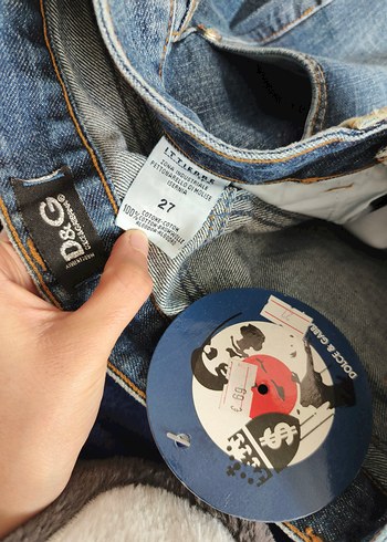 Nakışlı, Fermuarlı Koyu Mavi Kadın Denim Pantolon D&G - Görsel 4
