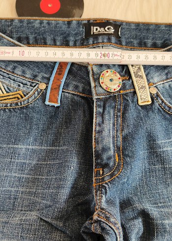 Nakışlı, Fermuarlı Koyu Mavi Kadın Denim Pantolon D&G - Görsel 3