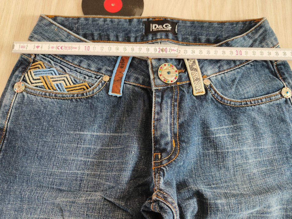 Nakışlı, Fermuarlı Koyu Mavi Kadın Denim Pantolon D&G - Görsel 3