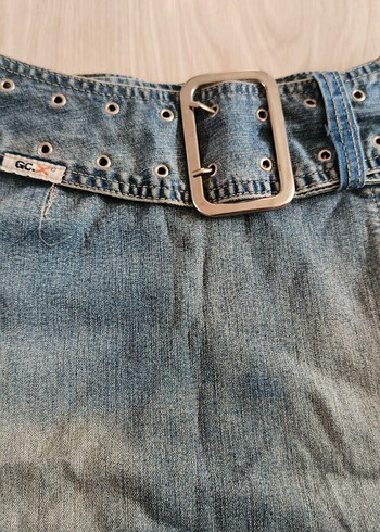 Gri Midi Kot Etek, Yırtmaçlı, Rahat Kesim GC. x jeans wear - Görsel 2