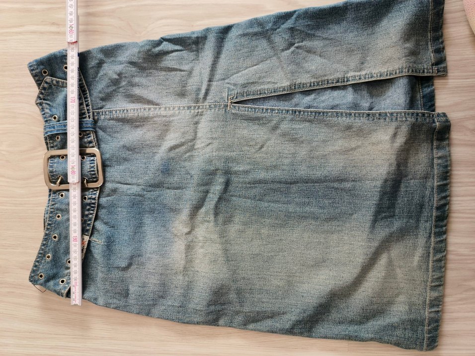 Gri Midi Kot Etek, Yırtmaçlı, Rahat Kesim GC. x jeans wear - Görsel 3