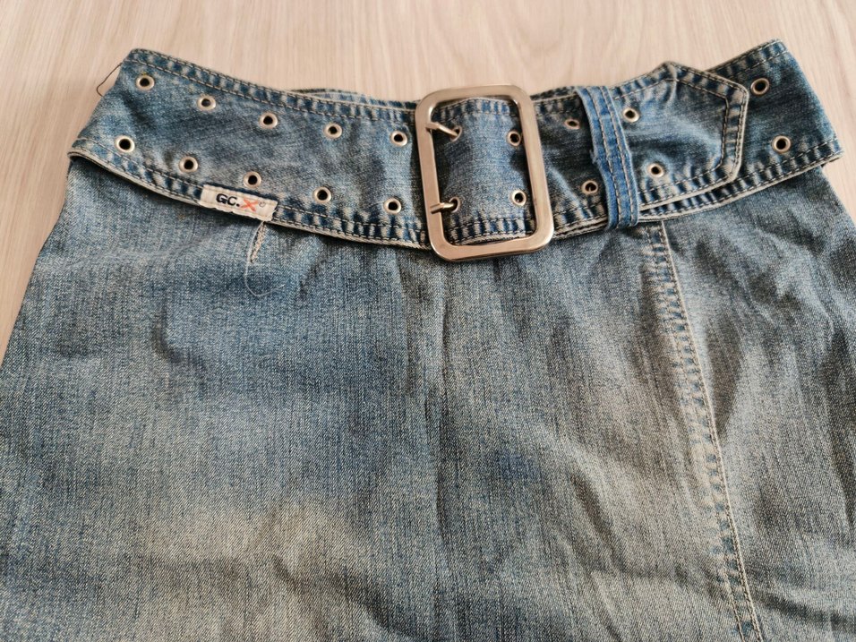 Gri Midi Kot Etek, Yırtmaçlı, Rahat Kesim GC. x jeans wear - Görsel 2