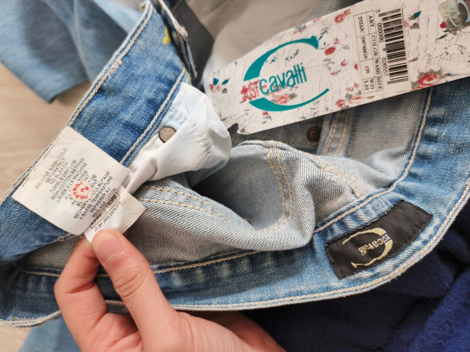 Turkuaz Nakışlı Kemer Tokalı Mini Kot Şort justcavalli - Görsel 3