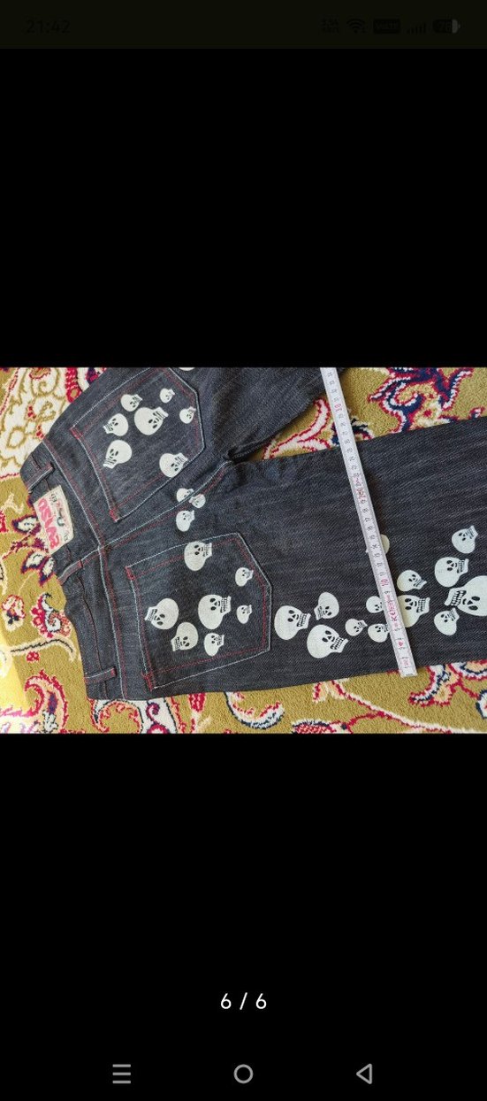 Koyu Gri Kafa Desenli Geniş Paça Jean — görsel 5/6
