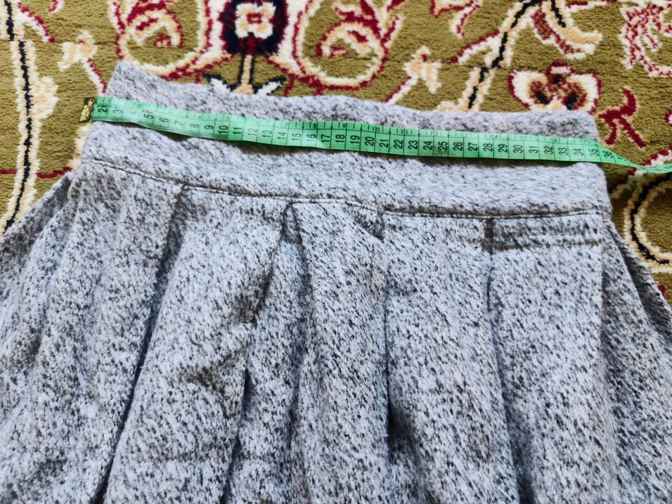 Gri Keten Pileli Midi Etek - Görsel 2